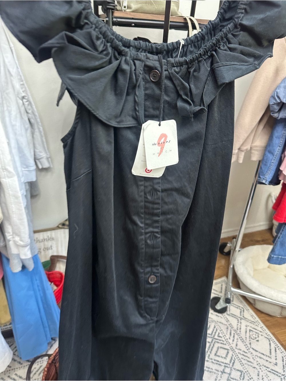 The Nines by HATCH Black Ruffle-Neck Jumpsuit - Picture 3 of 6